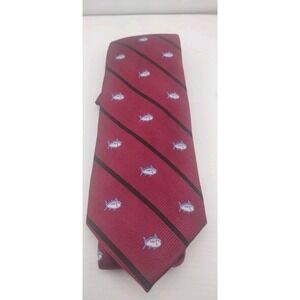 Southern Tide Neck Tie - Men's Classic Logo Deep Red With Black Stripe